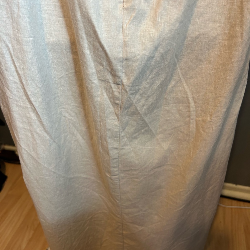 Zara Linen Cream Asymmetrical Ruched Halter Gown Size Large - Picture 9 of 11